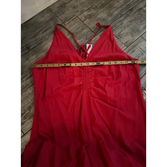 NWT Gap Women's Red V-Neckline Ruched Slip Midi Dress Size XL - Picture 11 of 12